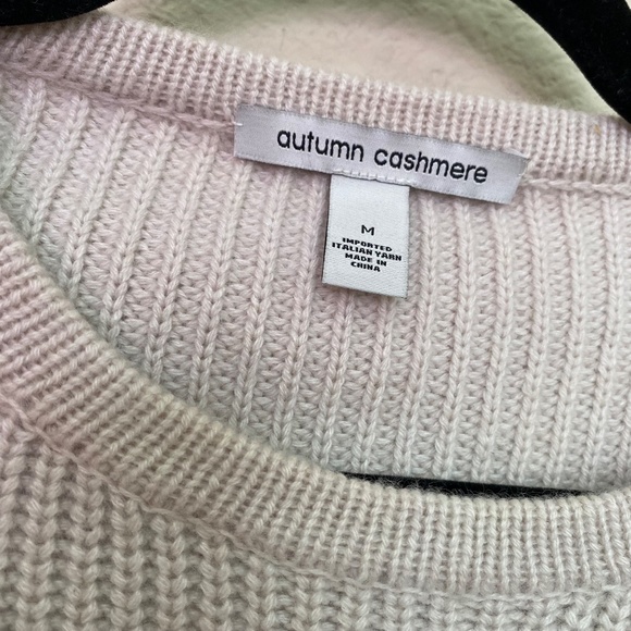 Autumn Cashmere boxy cropped sweater with lamb skin trim.  size M - Picture 6 of 11